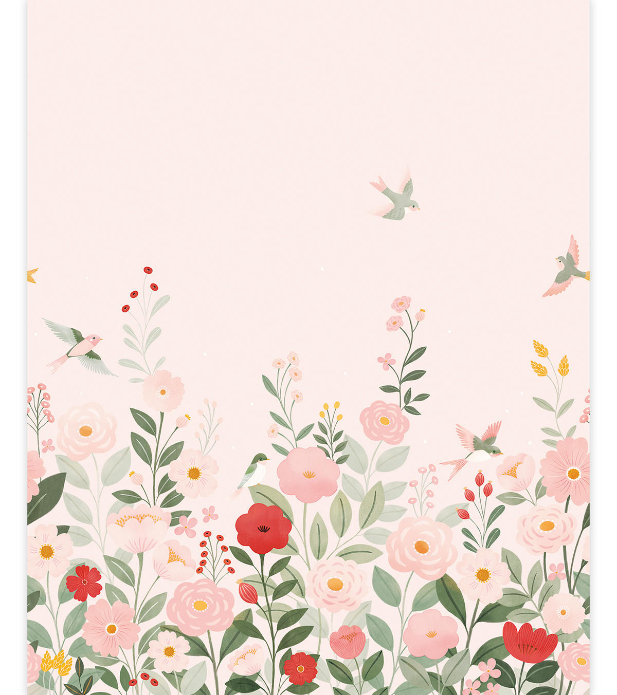 PANORAMA-VLIESTAPETE Blumengarten 2 x 3 m, rosa - Pink/Rosa, Papier (200/300cm) - Lilipinso