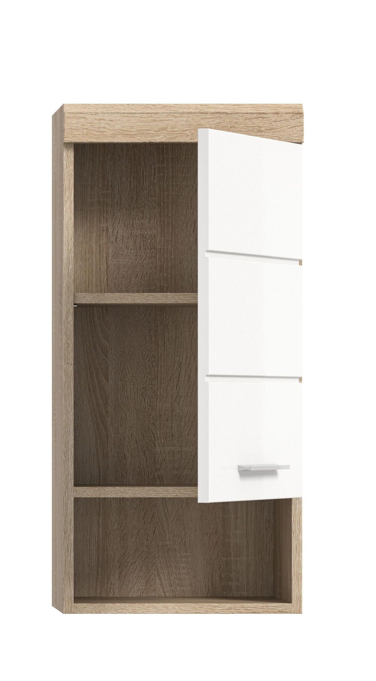HÄNGESCHRANK Lambada Bad in Sonoma Eiche hell und weiß hochglanz B/H/T: 37x79x24 cm - Eichefarben, Holz (37/79/24cm)