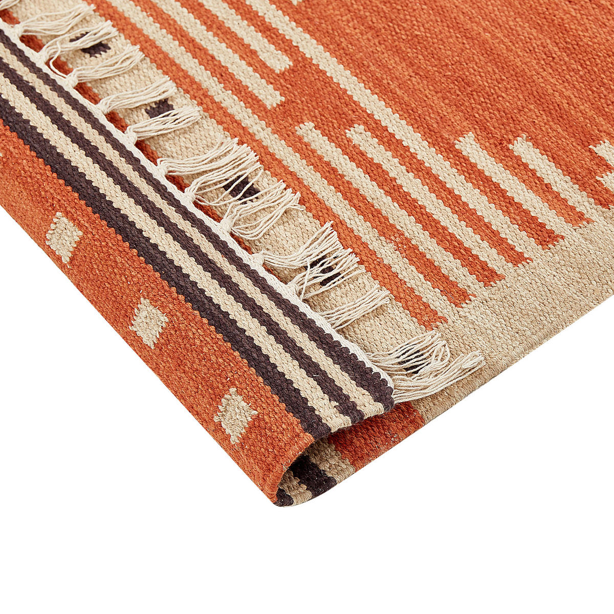 KELIM-TEPPICH Gavar 230/160 cm - Orange, Textil (160/230cm) - Beliani