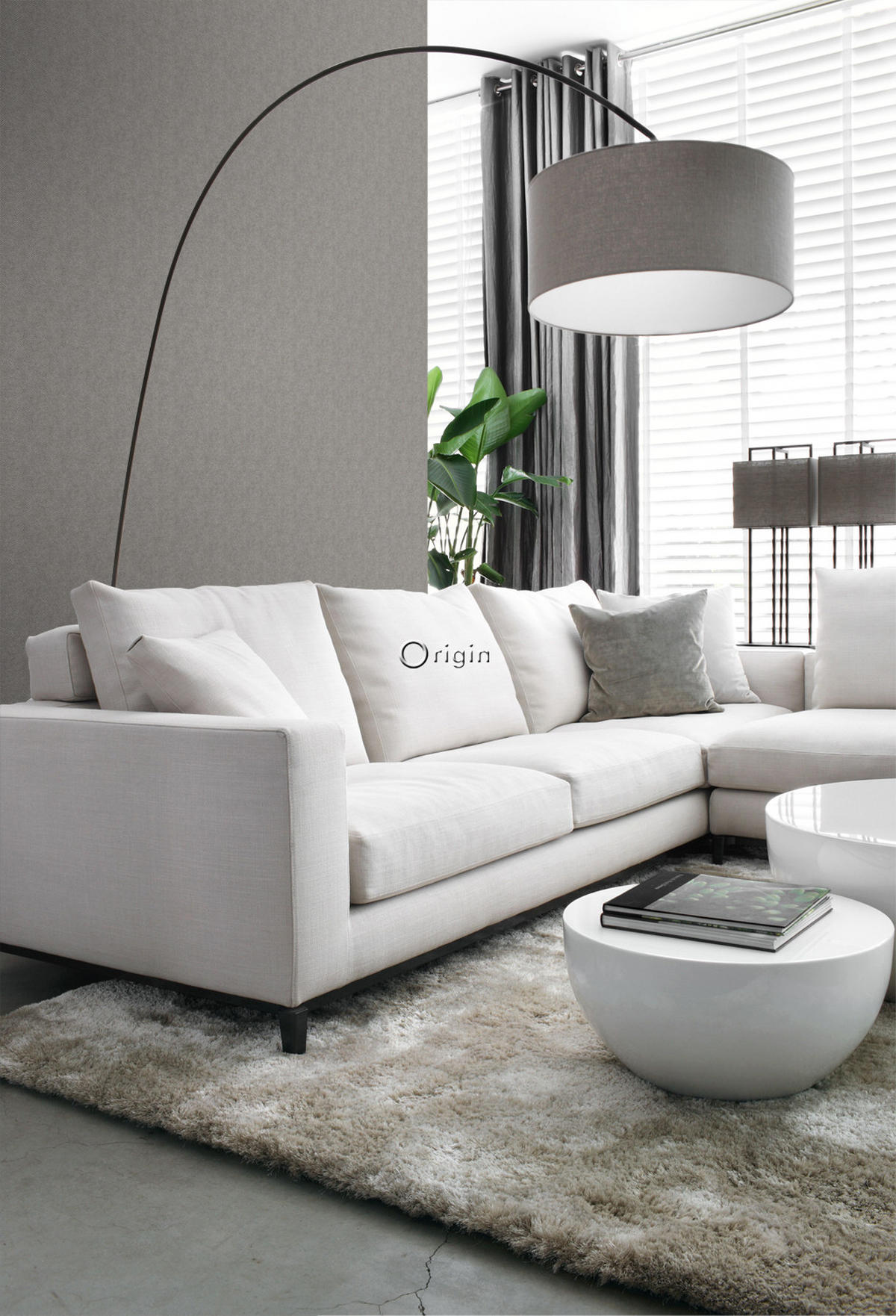 TAPETE Fischgrätmuster 53 cm x 10.05 m - Grau, Papier (53/1000cm) - Origin Wallcoverings