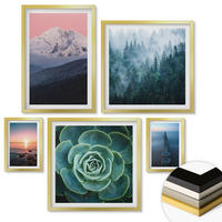 WANDBILDER 5er Set - 50x50 cm & 20x30 cm & 40x60 cm Goldrahmen - Wasserfälle, Berge, Landschaften, Natur - Goldfarben, Kunststoff (40/60cm) - ArtPrintCave