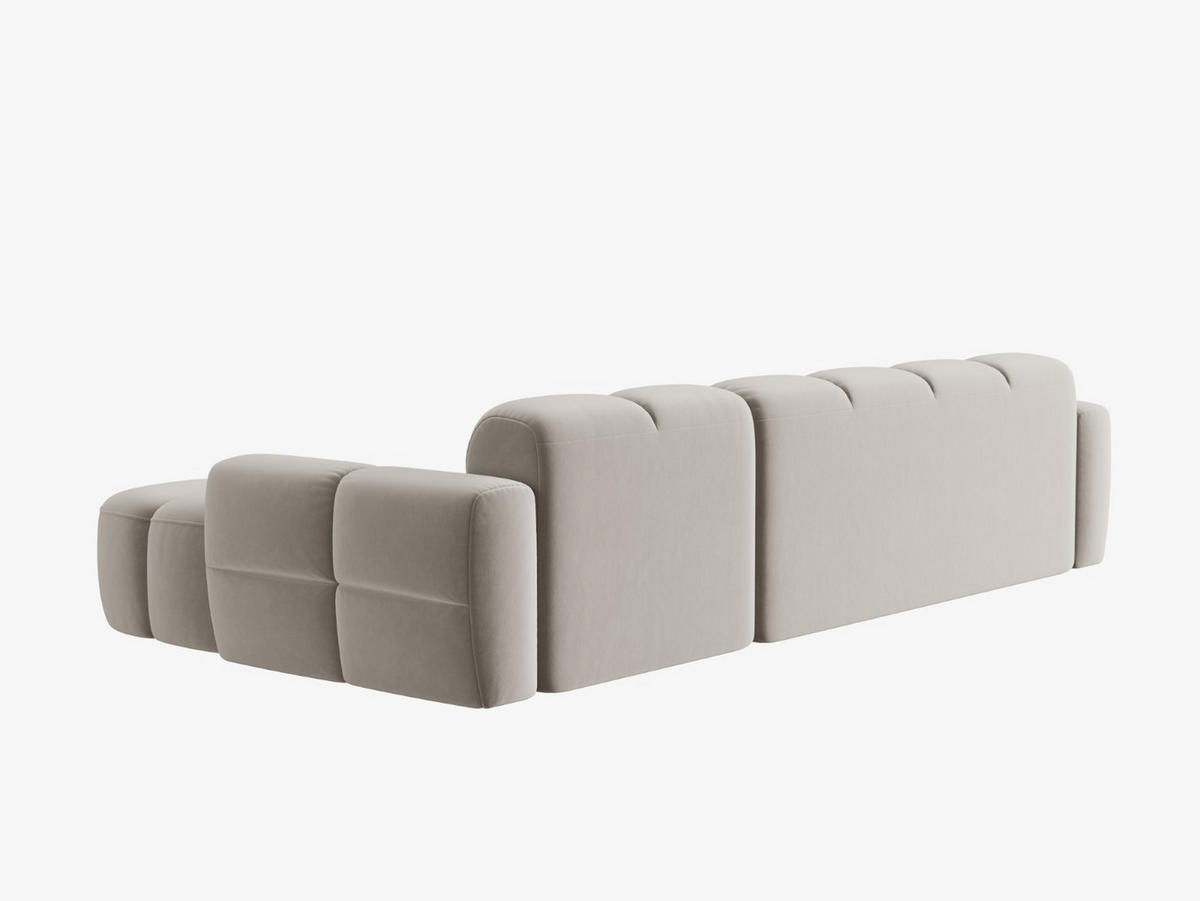 ECKSOFA rechts Lisa aus Samt leichtes beige 4 Sitzplätze - Creme, Textil (170/310cm) - Micadoni