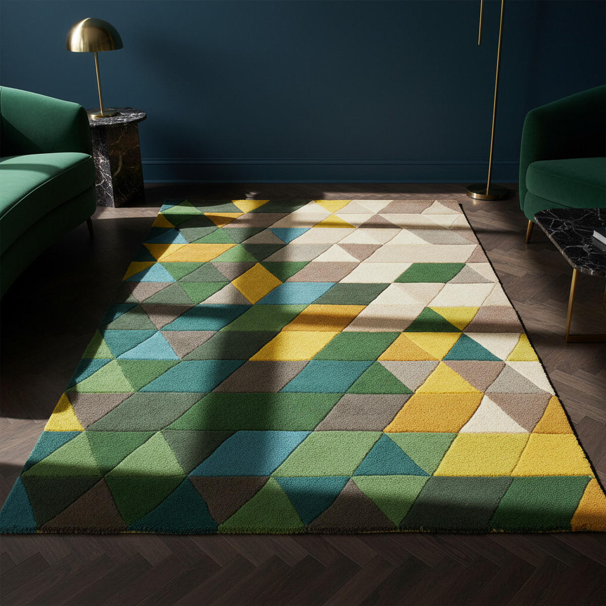 WOLLTEPPICH handgetuftet geometrisch DERWENT HAZEL, Grün-Multi 200x290 cm - Grün, Textil (200/290cm) - KADIMA DESIGN