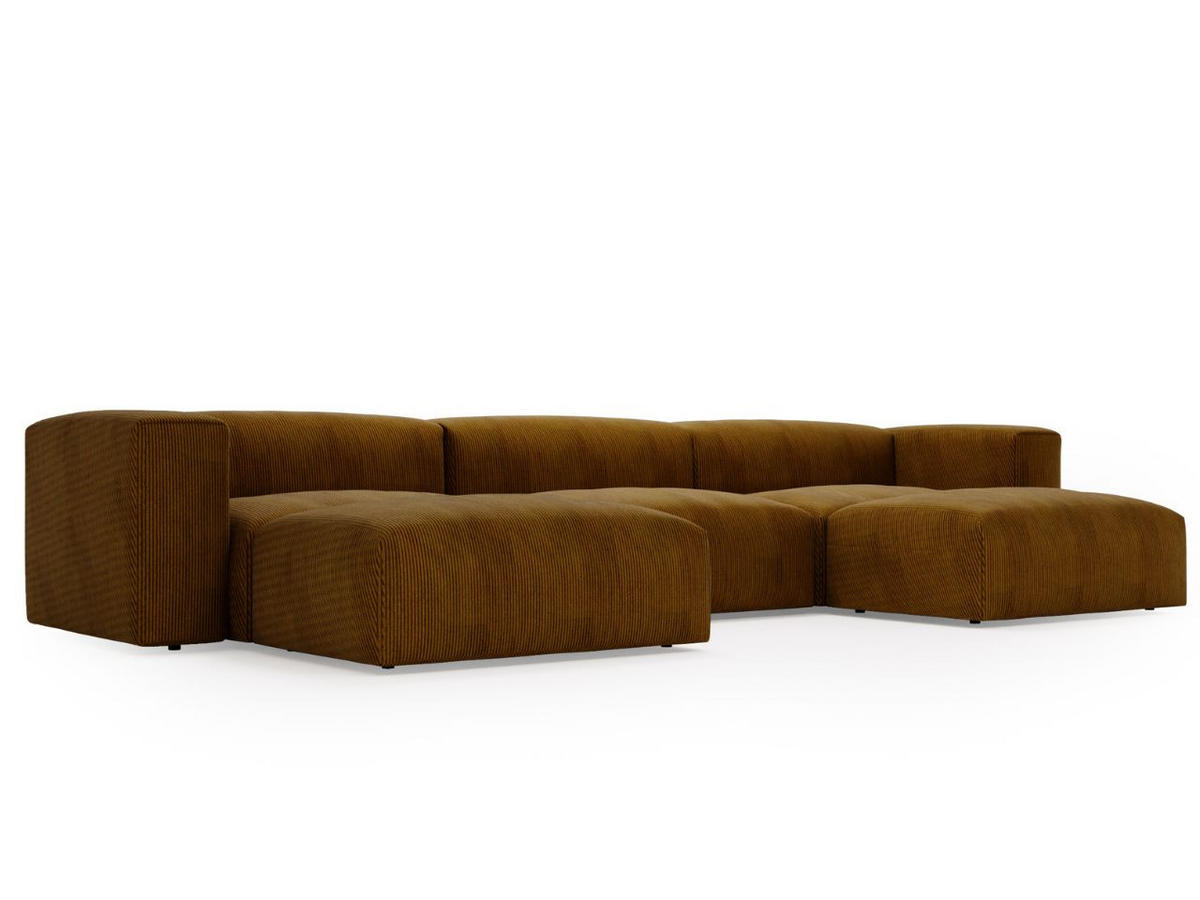 WOHNLANDSCHAFT U Landi Braun - Schwarz/Braun, Kunststoff/Textil (340/85/180cm) - Graingold