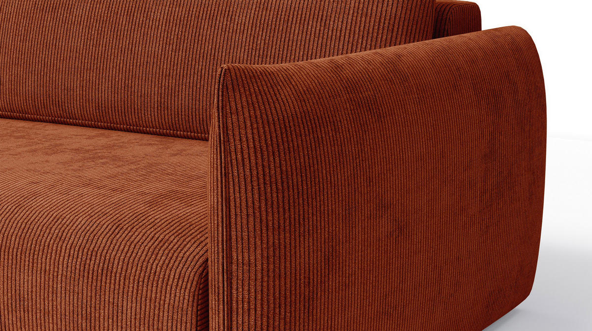 ECKSOFA TAUER 3-Sitzer rechts, orange - Schwarz/Orange, Holz/Textil (248/173cm) - Courtois Laville