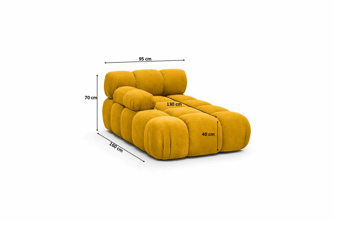CHAISELONGUE Modular, Veloursstoff Salvador, Gelb, Links, Selia - Beige/Gelb, Holz (95/70/160cm) - Kaiser Möbel
