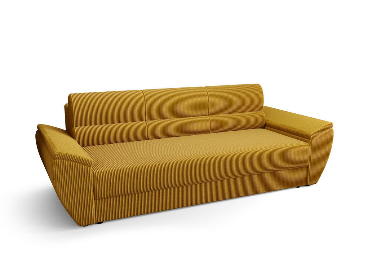 SOFA REBI BIS mit Schlaffunktion POSO 01 mit Stauraum - Goldfarben, Textil (80/78/240cm) - Bedante
