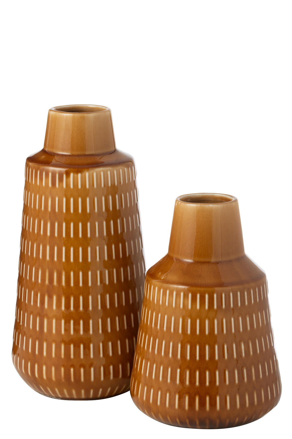 VASE RIA - Porzellan - Orange - L - Ø 15.5 cm - Orange, Keramik (31cm) - J-Line