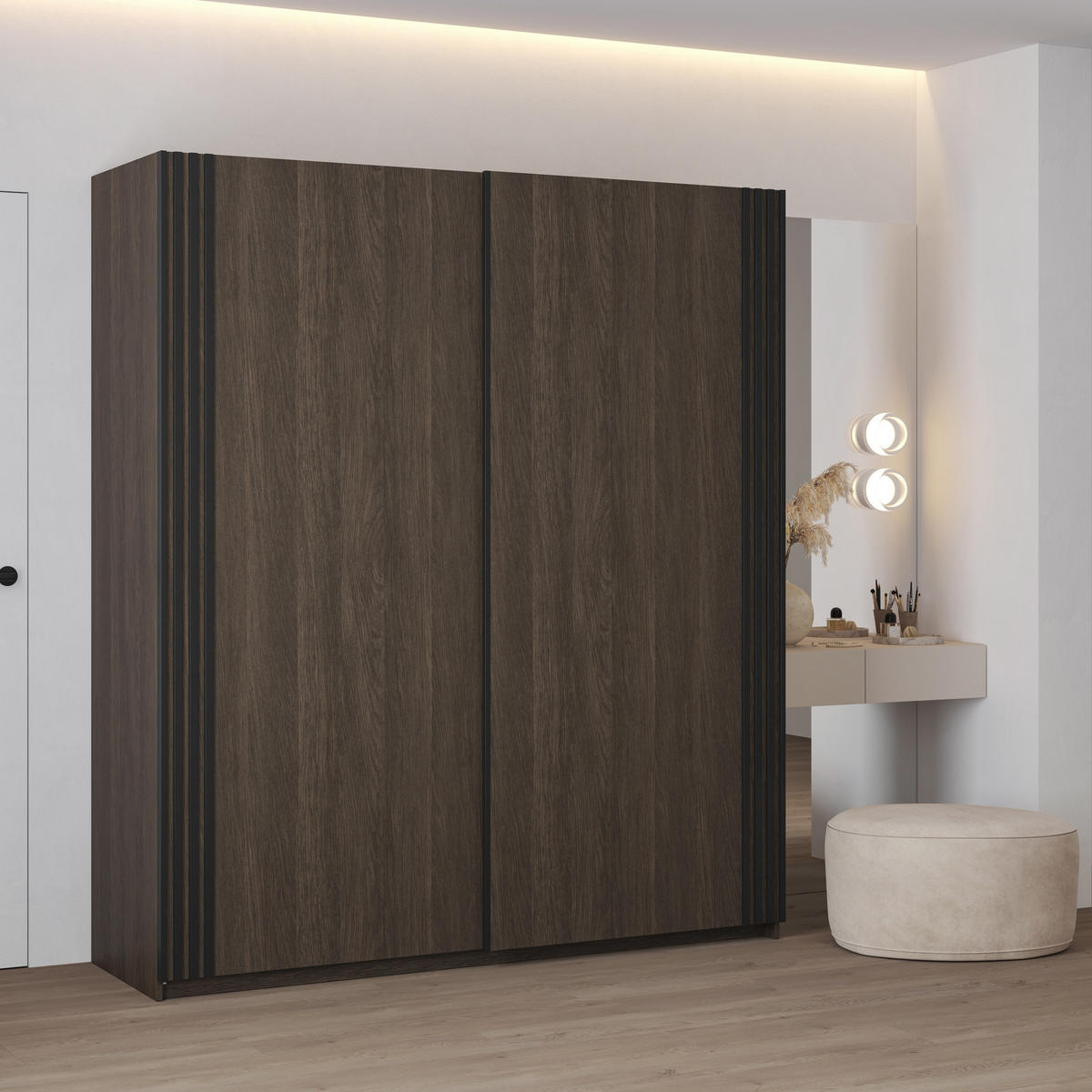 SCHWEBETÜRENSCHRANK VANTE 180/210/62 cm 2-türig Eiche Dunin - Eichefarben, Holzwerkstoff (180/210/62cm) - MASSENO