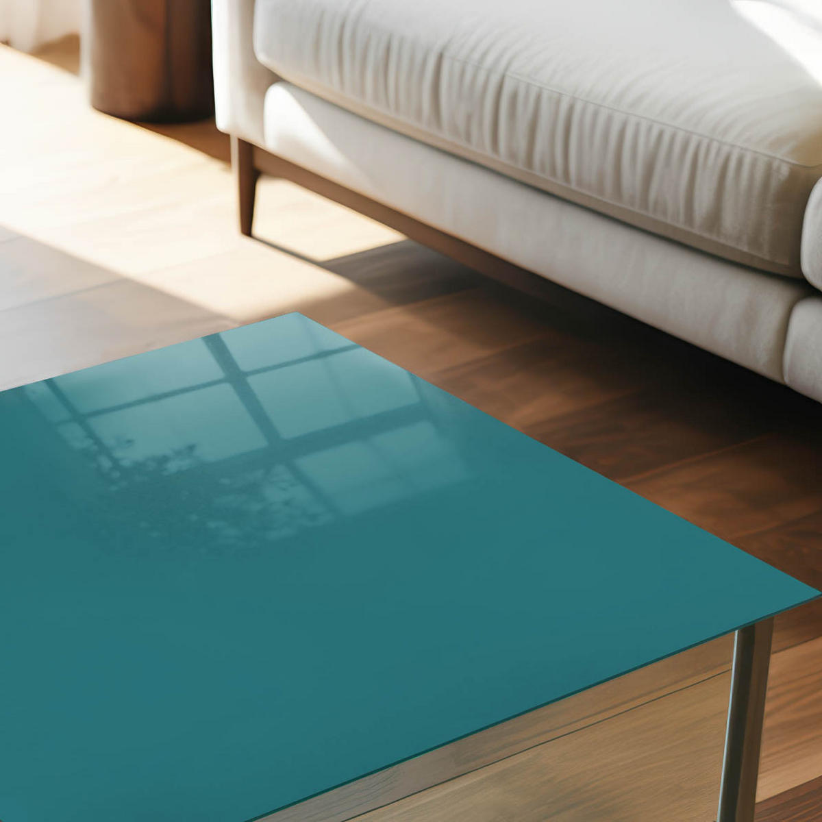 TISCHPLATTE 50x50 cm – Dunkeltürkis - Bordeaux, Glas (50/50/0.4cm) - Wallfluent
