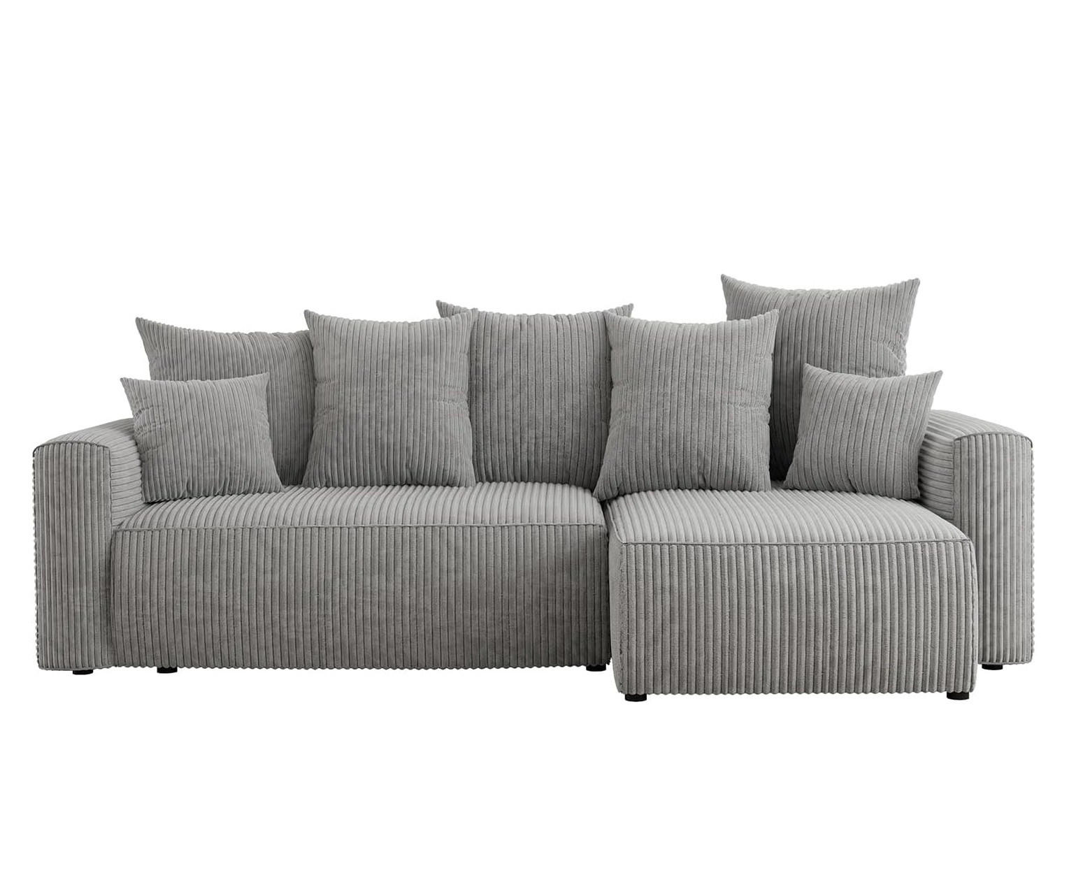 ECKSOFA DAVE L - Hellgrau/Schwarz, Holzwerkstoff (238/87cm) - Meblini
