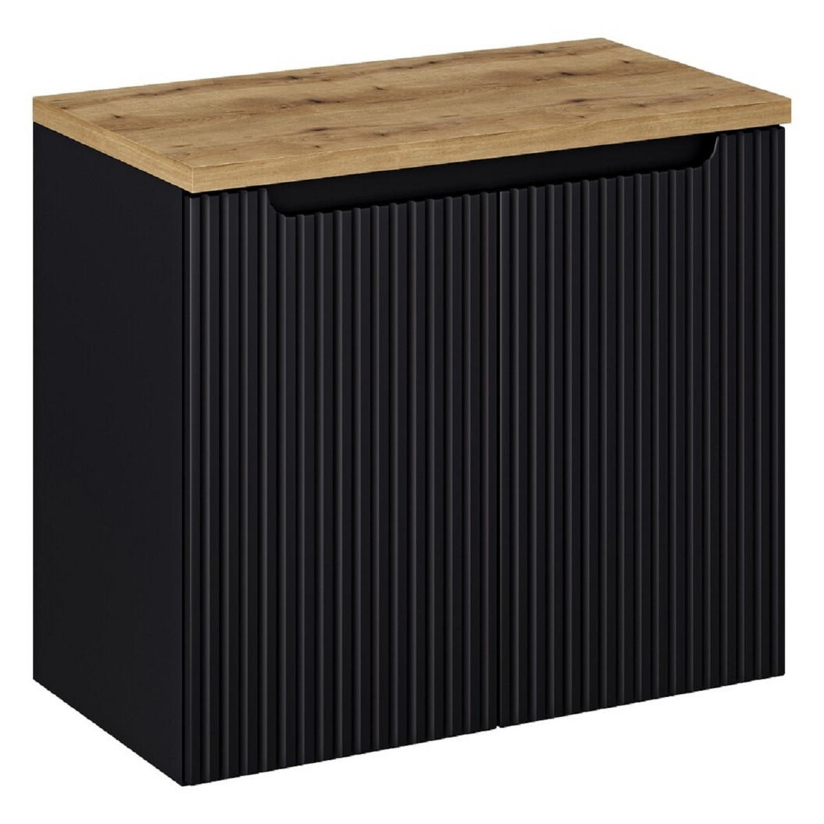 Milaros Markt Waschtischunterschrank Schwarz, Eiche Artisan 80x57x40 cm