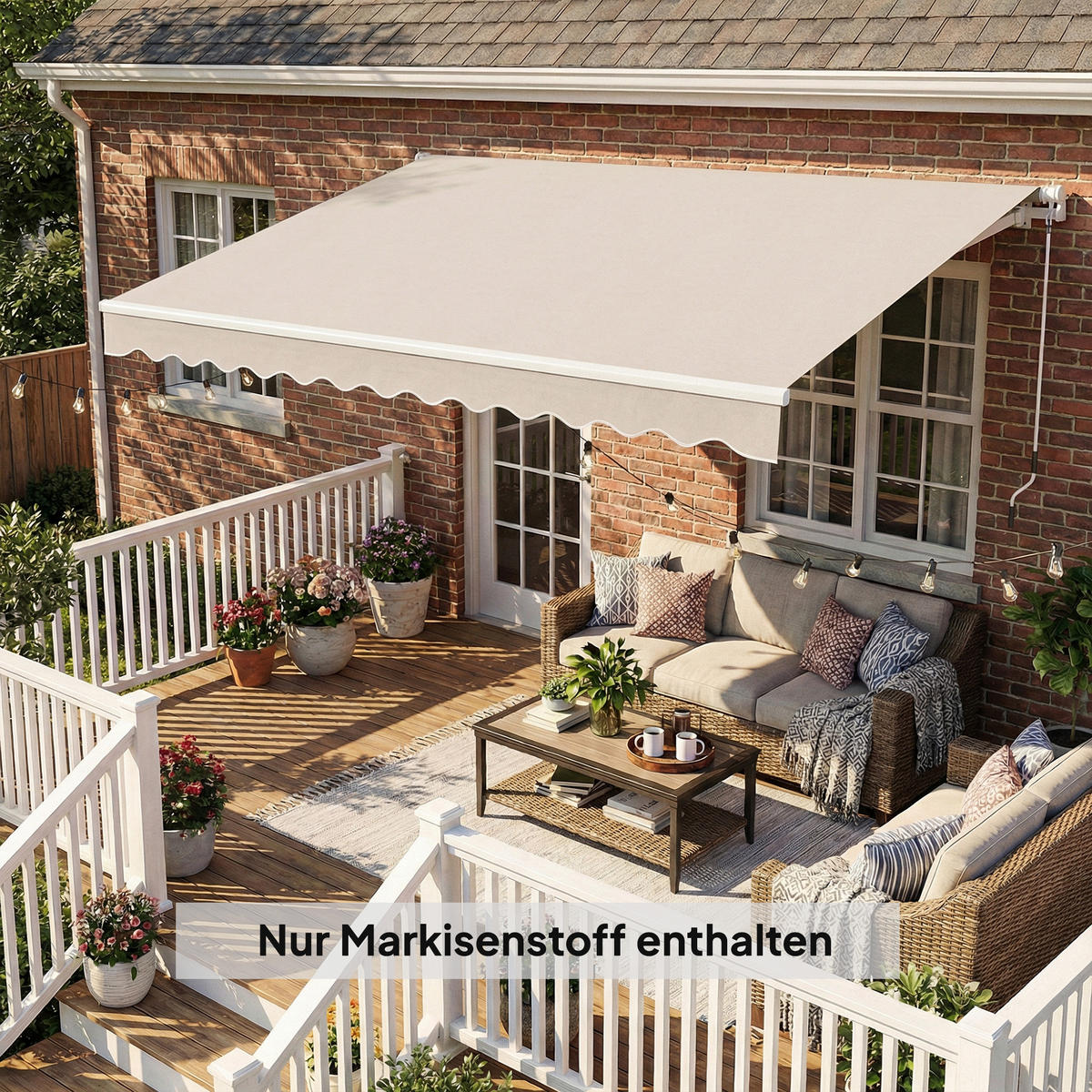 MARKISENBESPANNUNG aus Polyester Cremeweiß - Creme, Textil (337/250/25cm) - Outsunny