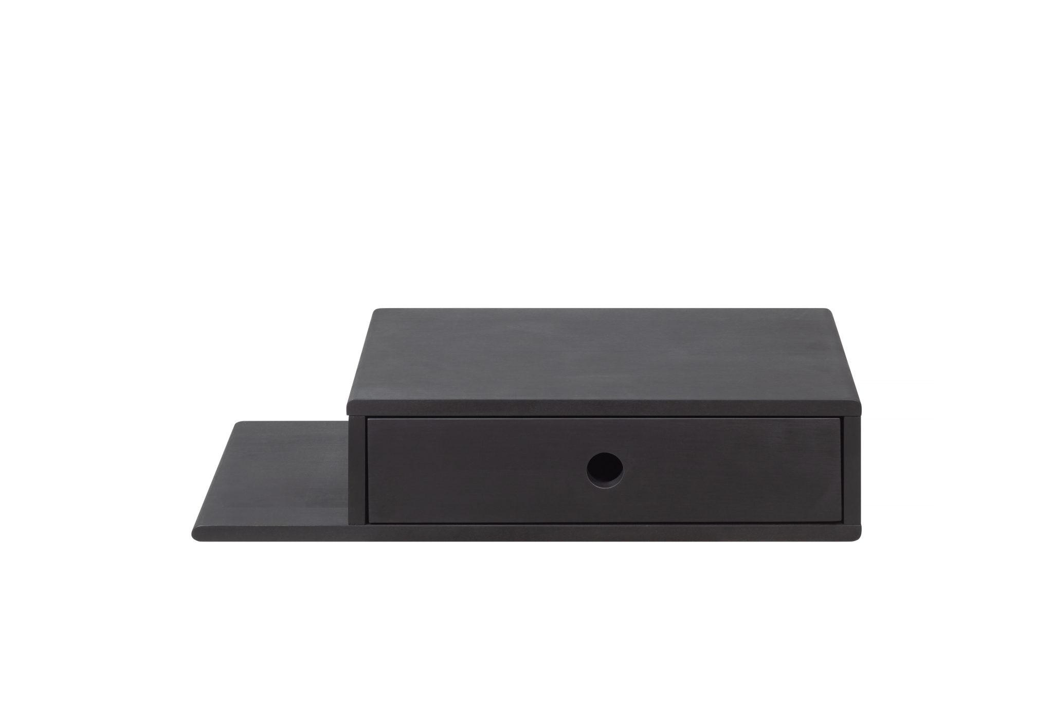 NACHTTISCH Hope mit Ablage links, schwarze Birke, 30/65/15 cm - Schwarz, Holz (65/15/30cm) - WOODEK