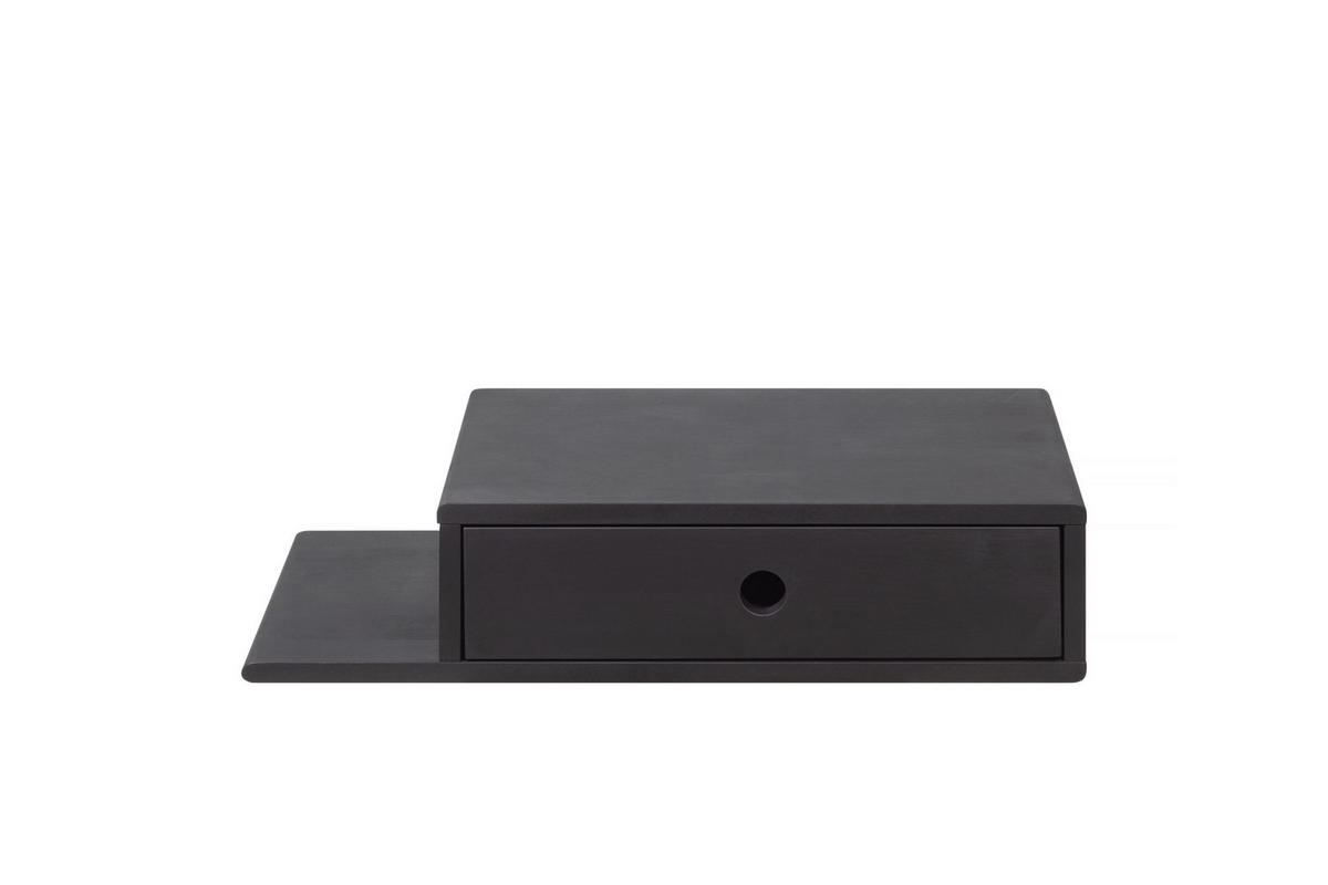NACHTTISCH Hope mit Ablage links, schwarze Birke, 30/65/15 cm - Schwarz, Holz (65/15/30cm) - WOODEK