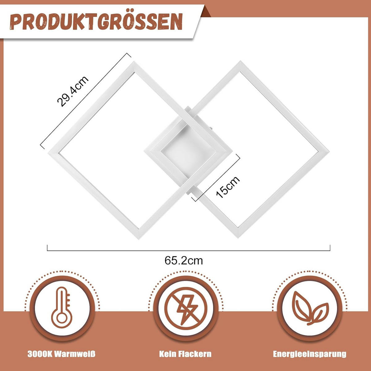 LED-DECKENLEUCHTE Eichwacht 46.1/5.8/46.1 cm - Weiß, Metall (46.1/46.1/5.8cm) - ZMH
