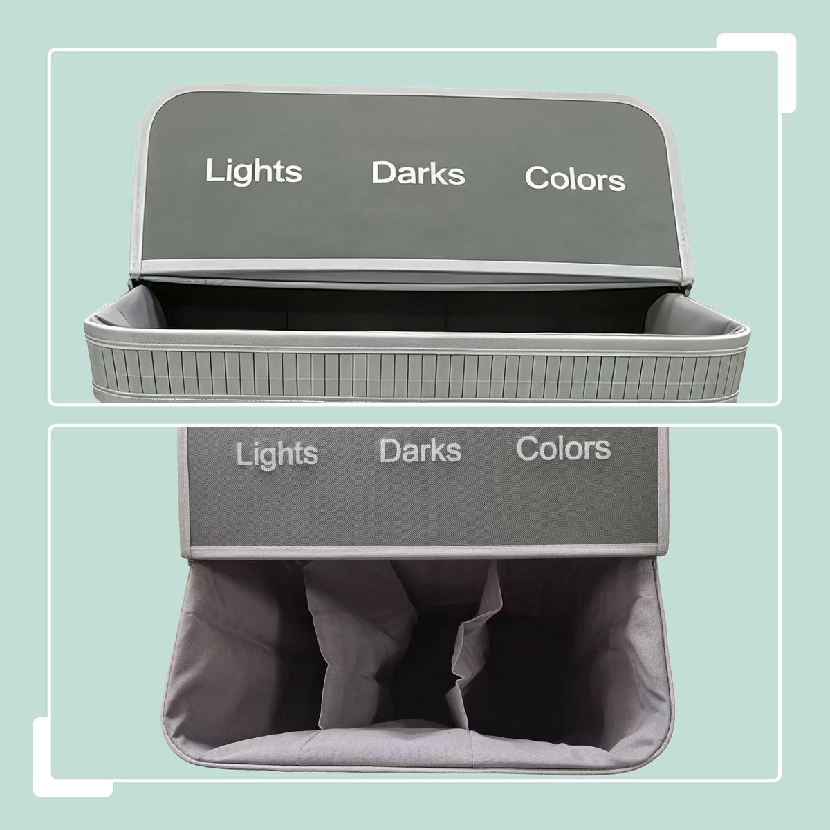 WÄSCHEKORB - Grau, Holz/Textil (52/63/32cm) - Relaxdays