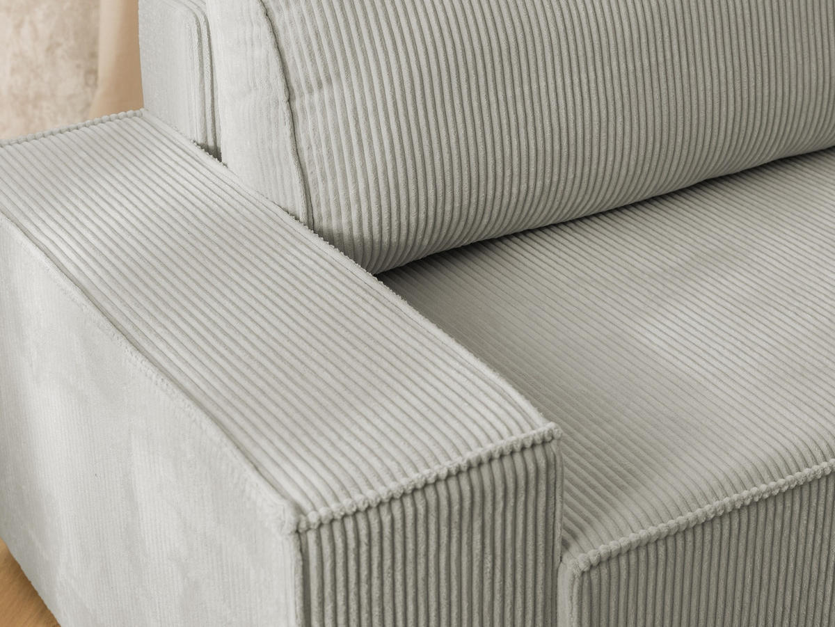 ECKSOFA Rivio mit Schlaffunktion und Bettkasten, Cordstoff Taupe - Taupe/Schwarz, Holz/Kunststoff (262/149cm) - S-Style