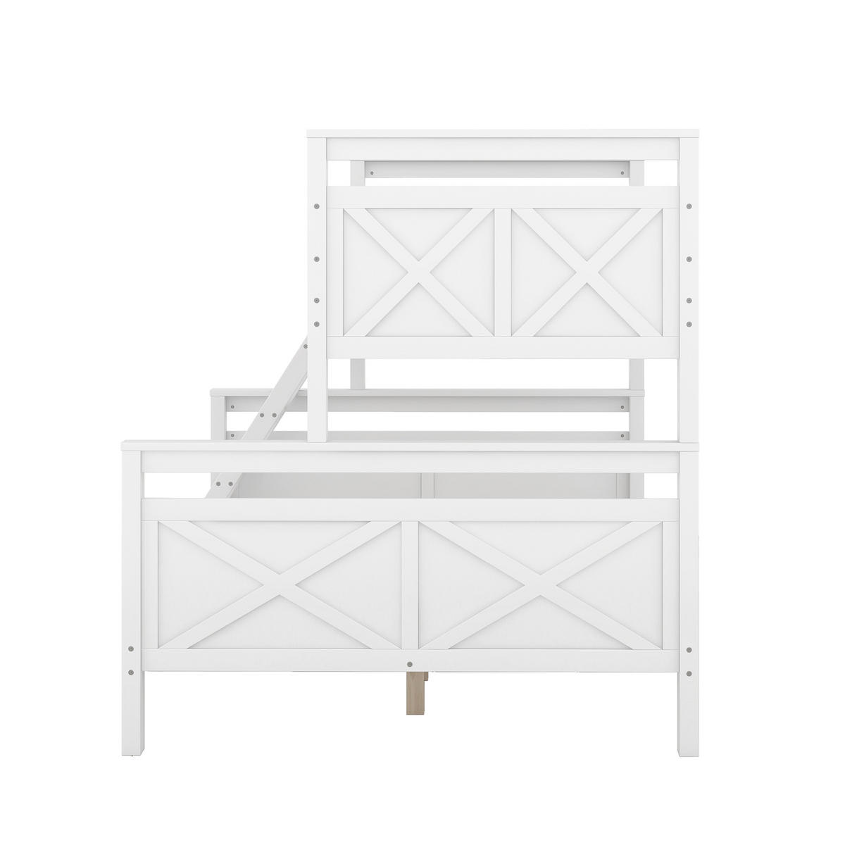 ETAGENBETT 90/200 cm weiß mit Rutsche aus massivem Holz - Weiß, Holz (90/200cm) - OKWISH