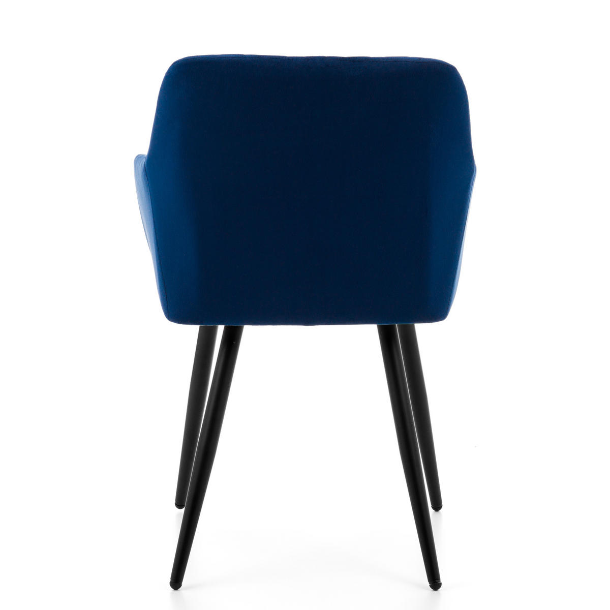 STUHL TODI gepolstert mit Steppung - dunkelblau - Samt Velours - Schwarz/Dunkelblau, Textil/Metall (56/85/62cm) - NEW HOME
