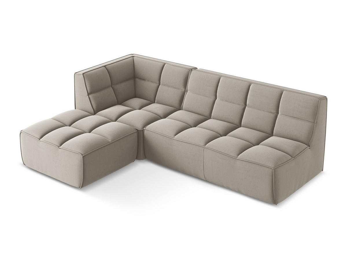 ECKSOFA Beidseitig Samt Stoff Grau - Taupe/Schwarz, Kunststoff/Textil (258/178cm) - Makamii