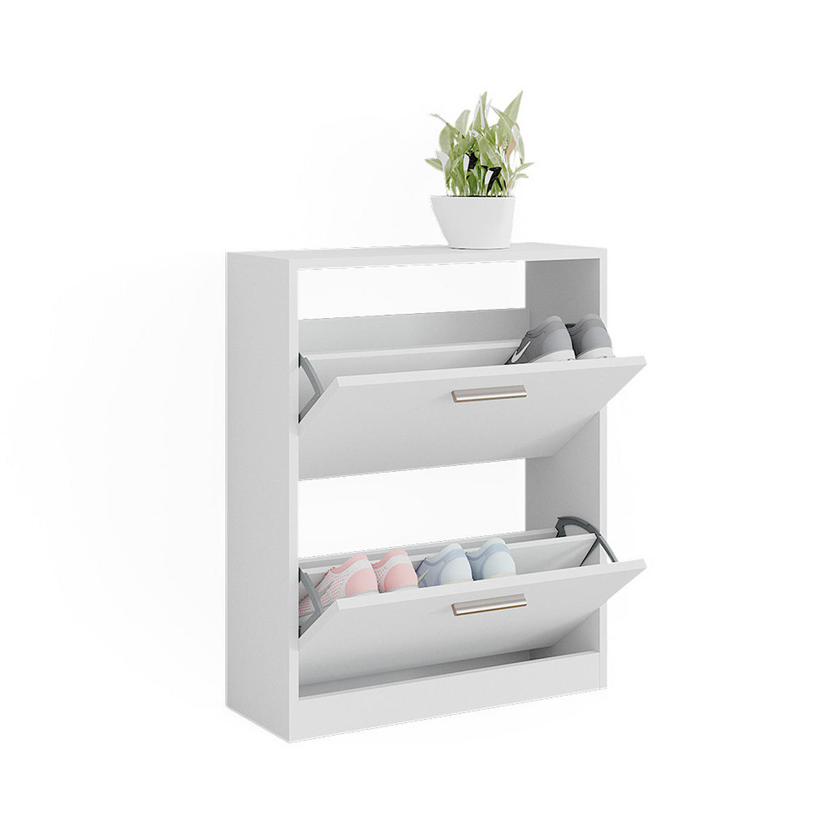 SCHUHSCHRANK Gizmo Weiß 59 x 72.5 cm 2 Fächern - Weiß, Holzwerkstoff (59/72.5/22cm) - Vicco