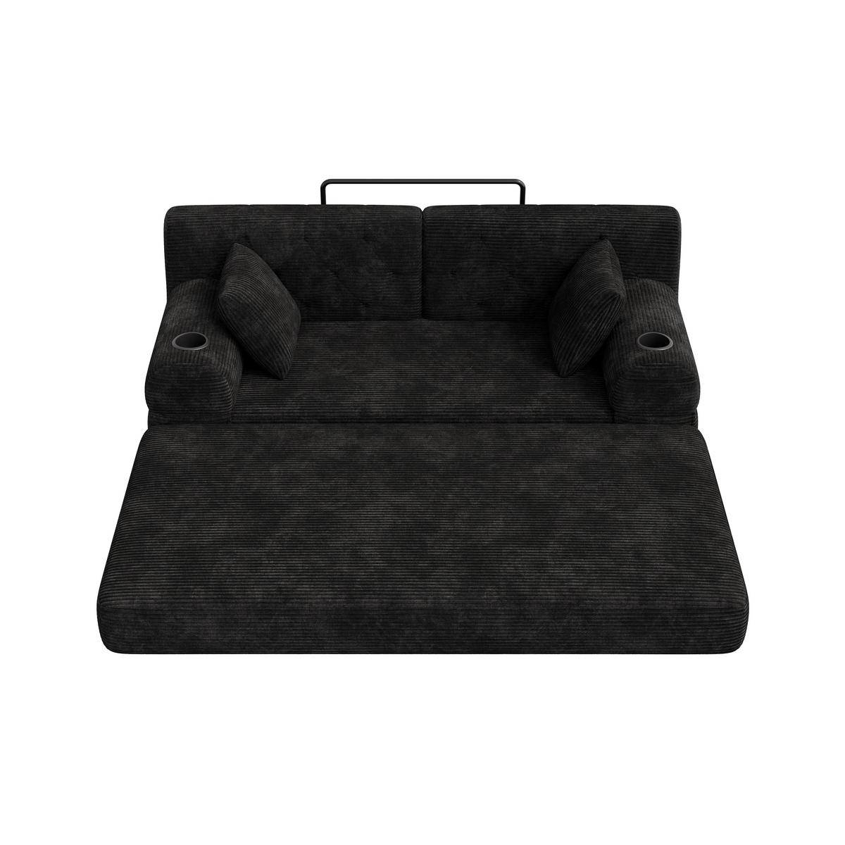 SCHLAFSOFA DE-33850 mit hoher Rückenlehne Schwarz - Schwarz, Metall (168/81/80cm) - ComfortXL