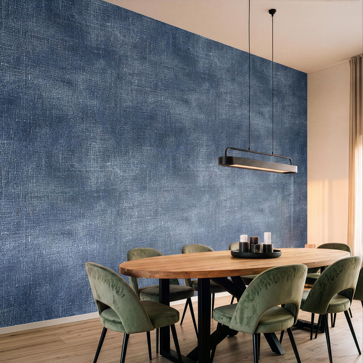 TAPETE - Leinen - Textur - Muster - Denim - Rustikal - 400x300 cm - Blau, Papier (400/300cm) - OnlyWow