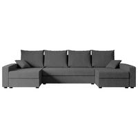 WOHNLANDSCHAFT mit Schlaffunktion und Bettkasten ALESIA-U 301x140x90 cm Grau Bouclé - Silberfarben/Grau, Holzwerkstoff/Kunststoff (301/90/140cm) - ALTDECOR