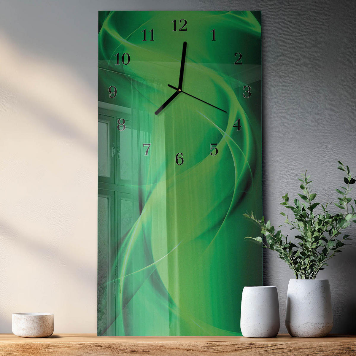 WANDUHR 60x30 cm - Holzbrücke - Grün, Glas (30/60/0.4cm) - TULUP