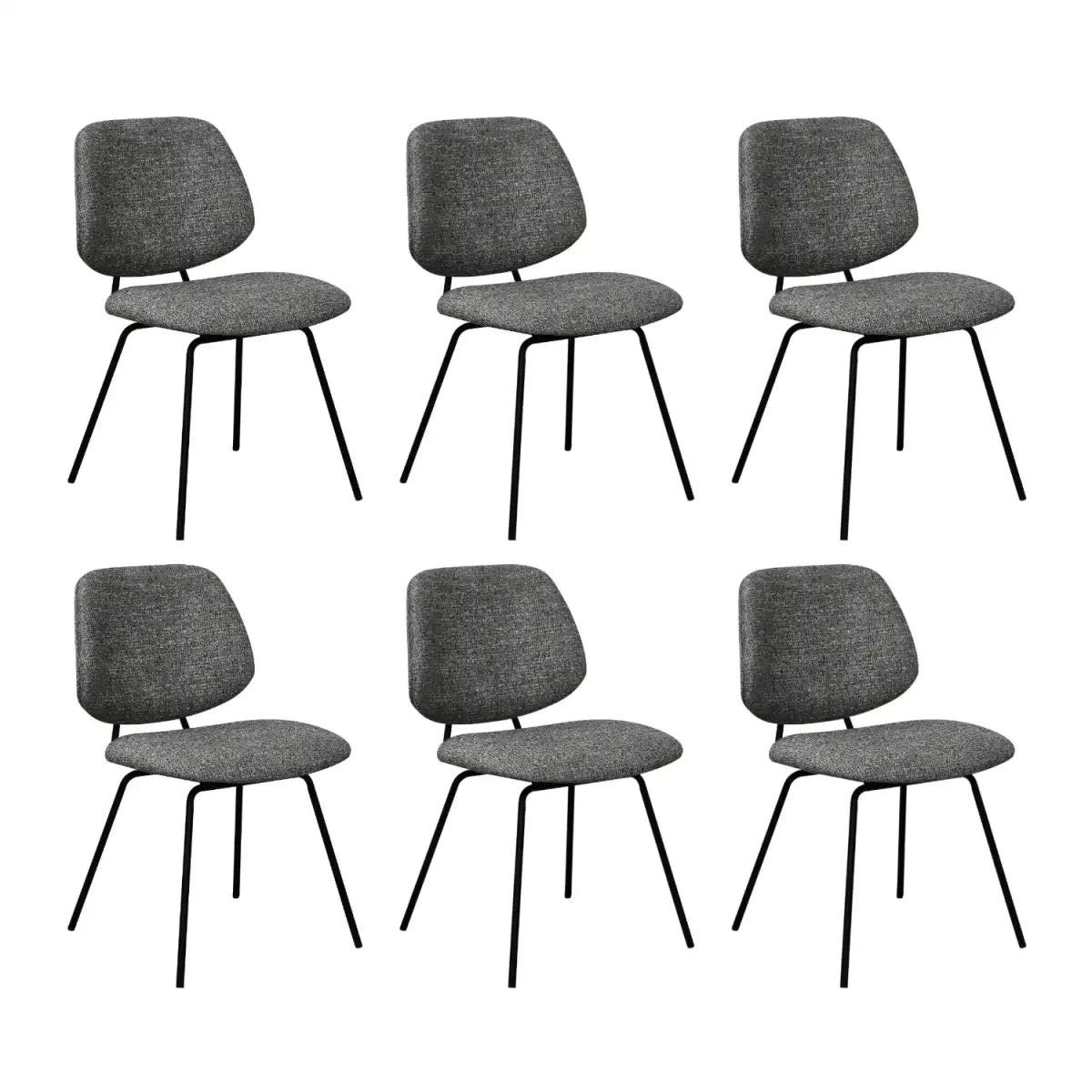 STUHL-SET 6 Stück in Teddystoff Grau - Schwarz/Grau, Textil/Metall (50/82/58cm) - Furnhouse