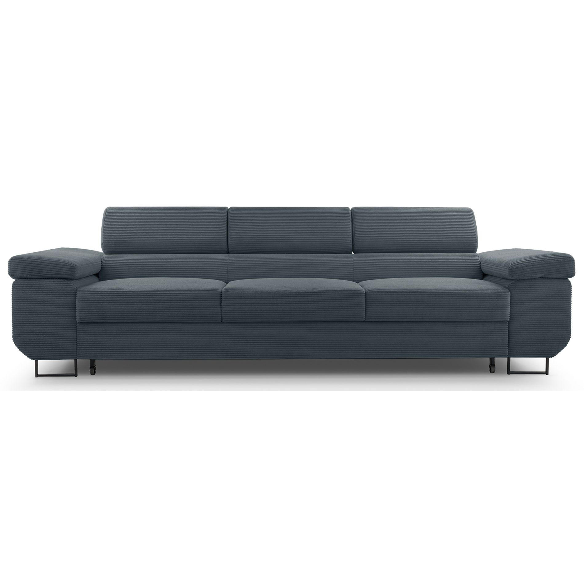 3-SITZER SOFA Capurso Blaugrau Cord - Hellgrau/Schwarz, Textil/Metall (274/90/98cm) - Selsey
