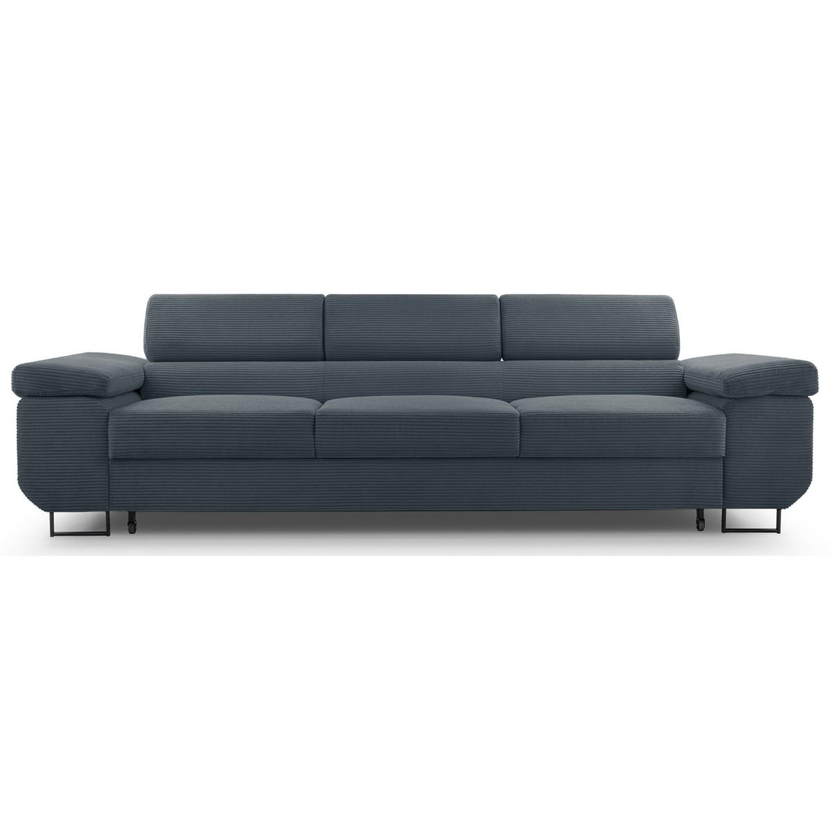 3-SITZER SOFA Capurso Blaugrau Cord - Hellgrau/Schwarz, Textil/Metall (274/90/98cm) - Selsey