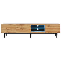 LOWBOARD 175/31/41 cm aus MDF mit LED-Beleuchtung Licht Eiche/Schwarz - Eichefarben, Holzwerkstoff (175/41/31cm) - Modenvie