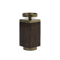 KERZENHALTER BURATA 12x12x28 cm, Braun/Bronze - Braun, Holz (12/28/12cm) - Light & Living