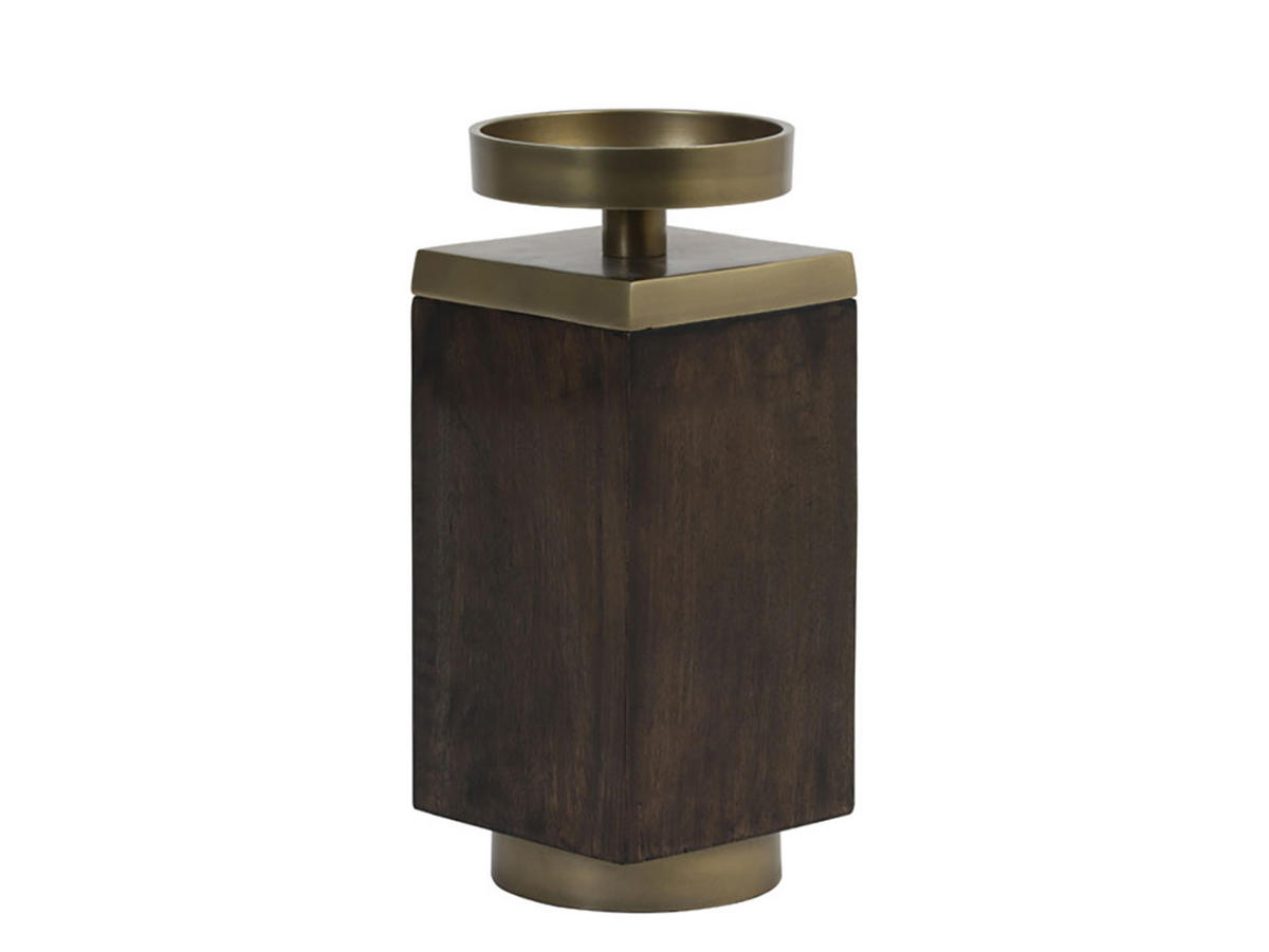 KERZENHALTER BURATA 12x12x28 cm, Braun/Bronze - Braun, Holz (12/28/12cm) - Light & Living