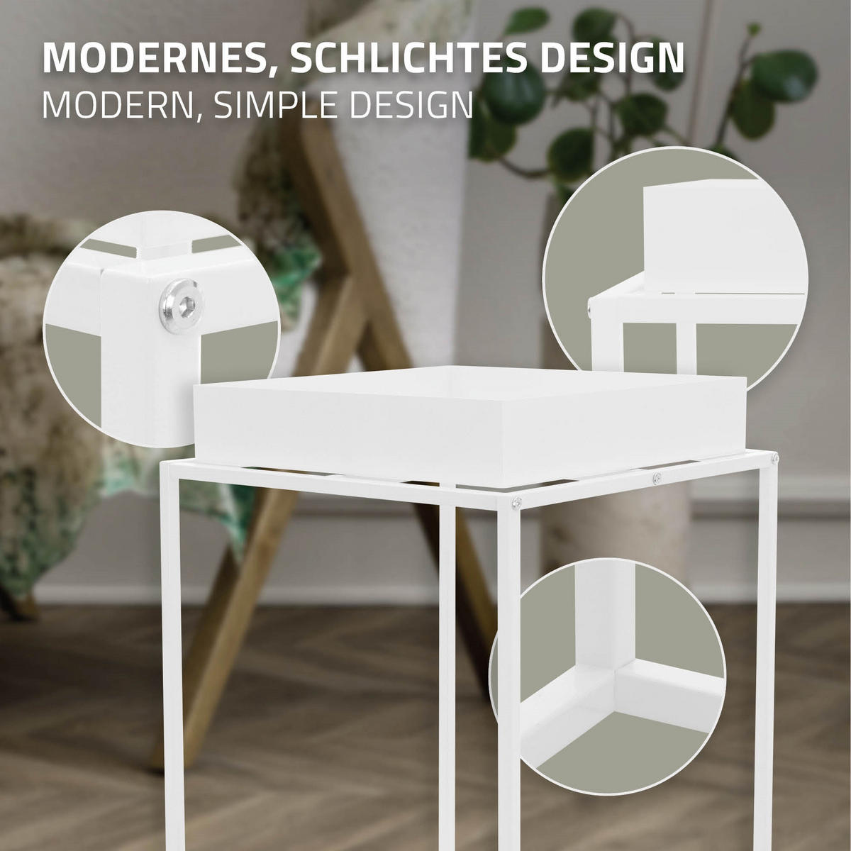 BLUMENSTÄNDER Weiß 45/45/80 cm - Weiß, Metall (45/45/80cm) - ML-DESIGN