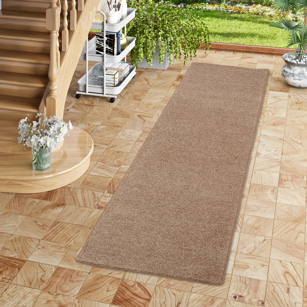 HOCHFLOR VELOURS TEPPICH LÄUFER MONA - Naturfarben, Textil (100/300cm) - Snapstyle
