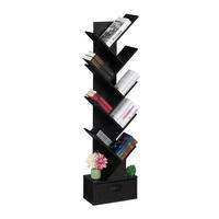 BÜCHERREGAL - Schwarz, Holzwerkstoff/Wellpappe (38/146/22cm) - Relaxdays