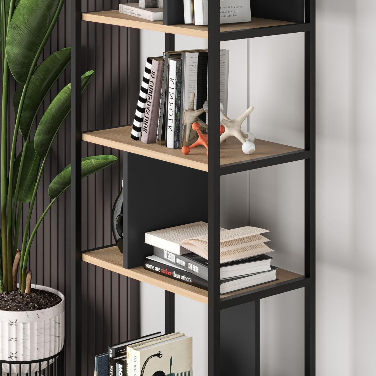 REGAL mit Metallbeinen H175 cm - Alabama - Apfelbaumfarben, Holzwerkstoff (35/175/58cm) - Calicosy