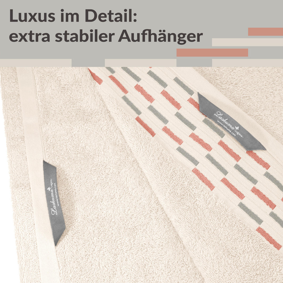 BADETUCH extra groß Lugano Natur 90x180 cm - Naturfarben, Textil (90/180cm) - Lashuma