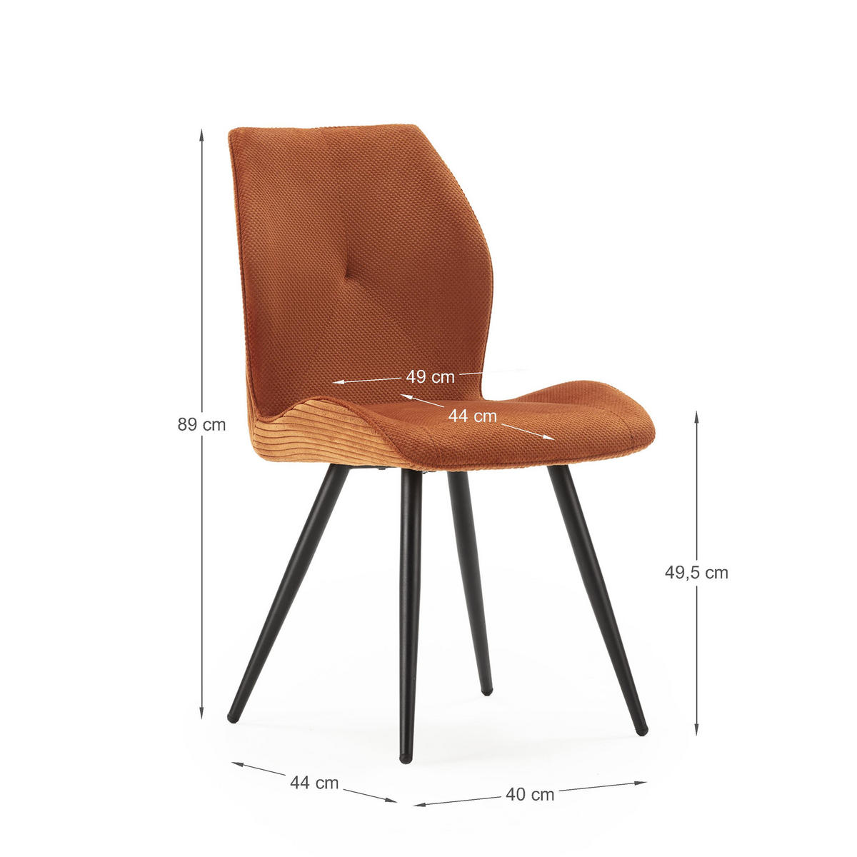 ESSZIMMERSTUHL Adaya Rot 46/62/49 cm 2er-Set - Rot, Textil (62/49/46cm) - Calicosy