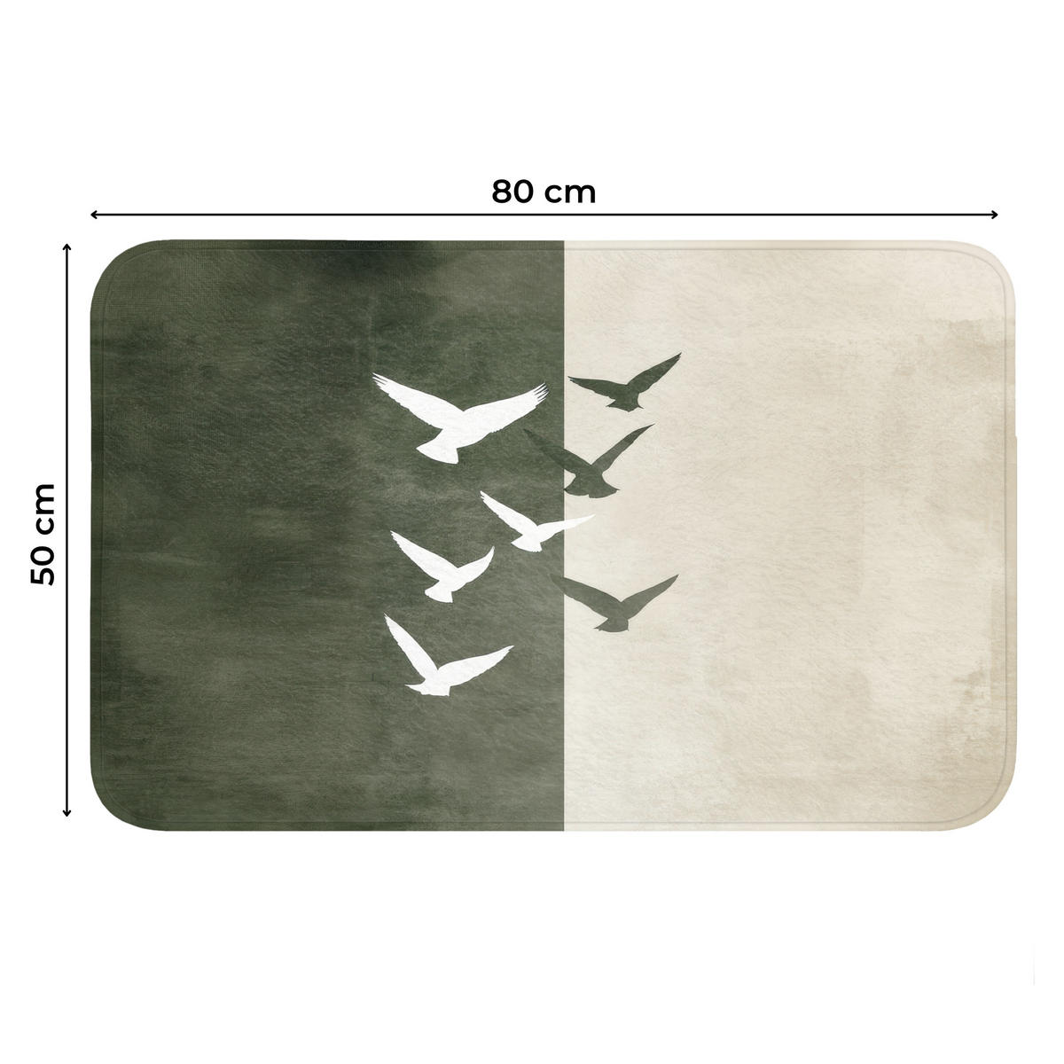 WC PŘEDLOŽKA Japandi - Pták - Zelený 80x50 cm - olivově zelená, textil/plast (80/1cm) - OnlyWow