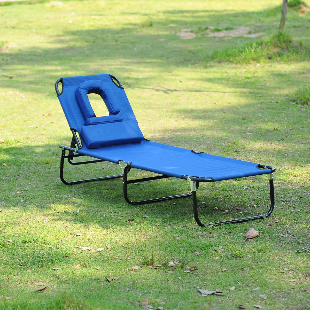 SONNENLIEGE aus Oxford-Gewebe 190x56x28 cm in Blau mit Lesefenster - Blau, Textil (56/28/190cm) - Modfu