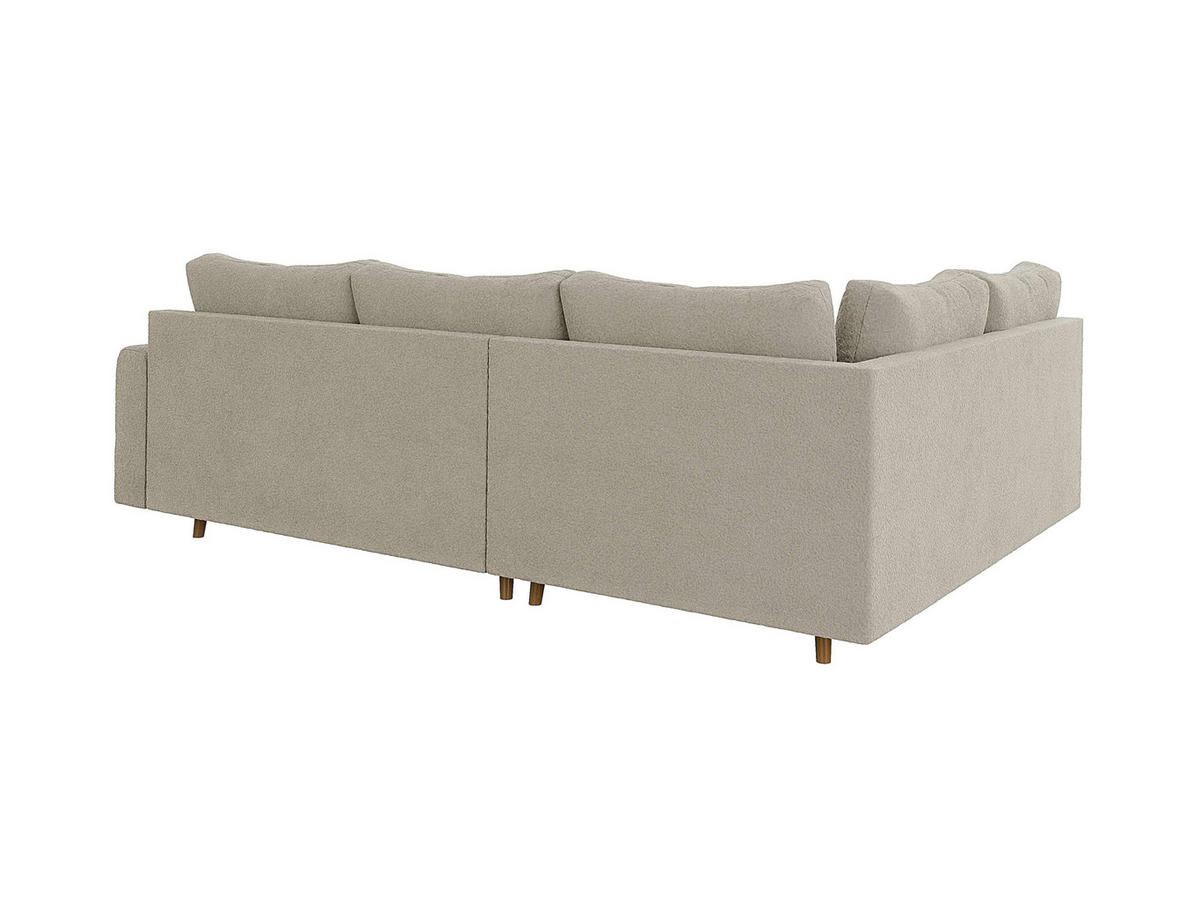 ECKSOFA Henrik Beige Boucle - Ottomane links - Beige/Braun, Holz/Textil (231/161cm) - S-Style Möbel