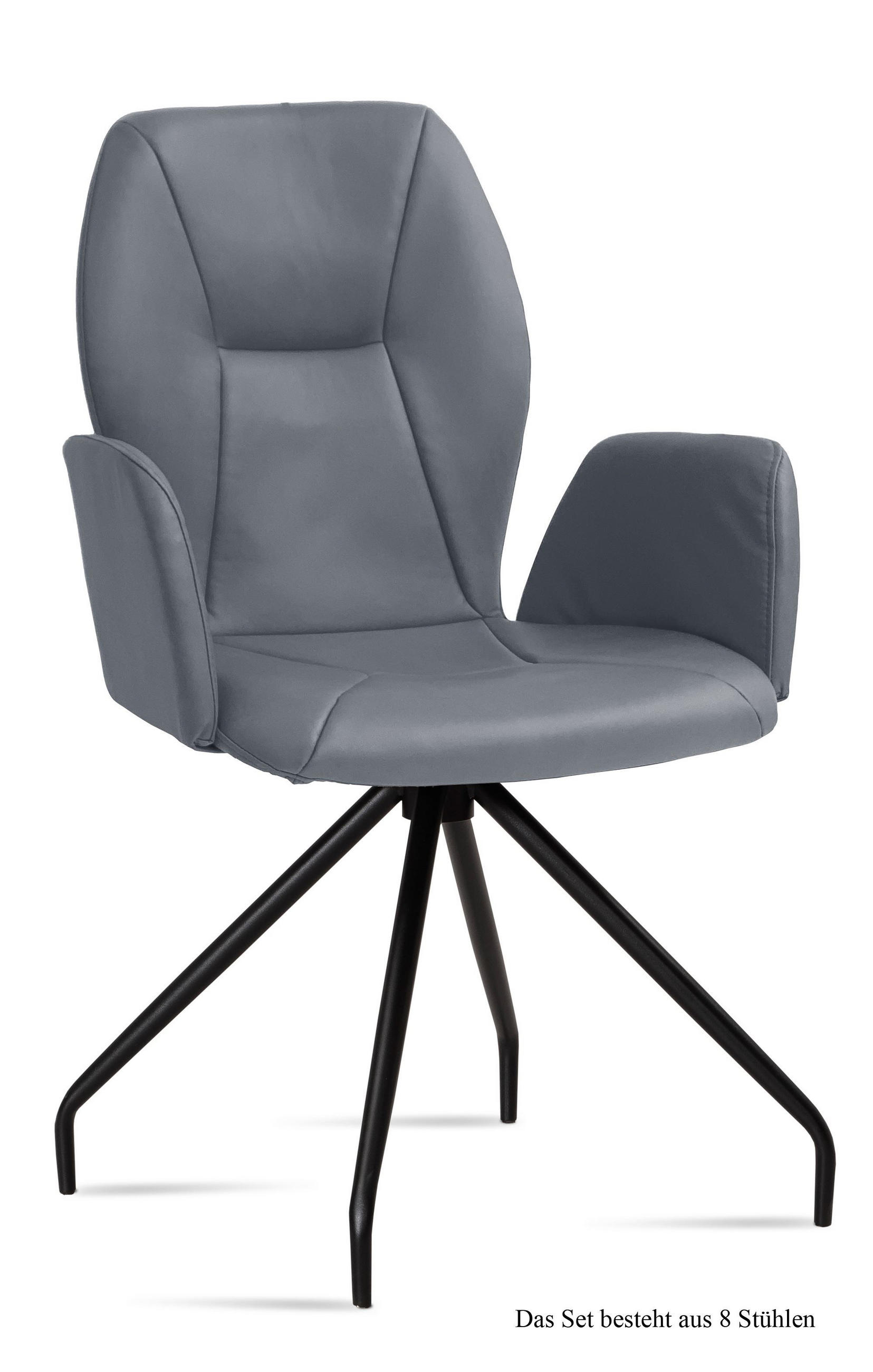 ARMLEHNSTUHL (8er-Set) Dionis 58x92x60 Schwarz/Grau - Schwarz/Grau, Kunststoff (60/92/58cm) - 58aufmkessel