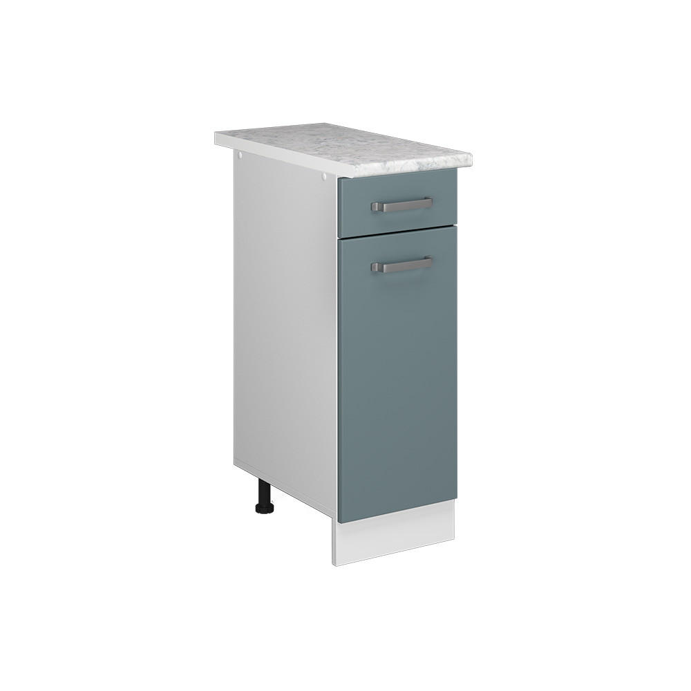 KÜCHENUNTERSCHRANK R-Line Blau-Grau 30 cm, AP Marmor - Blaugrau/Weiß, Holzwerkstoff (30/81.6/60cm) - Vicco