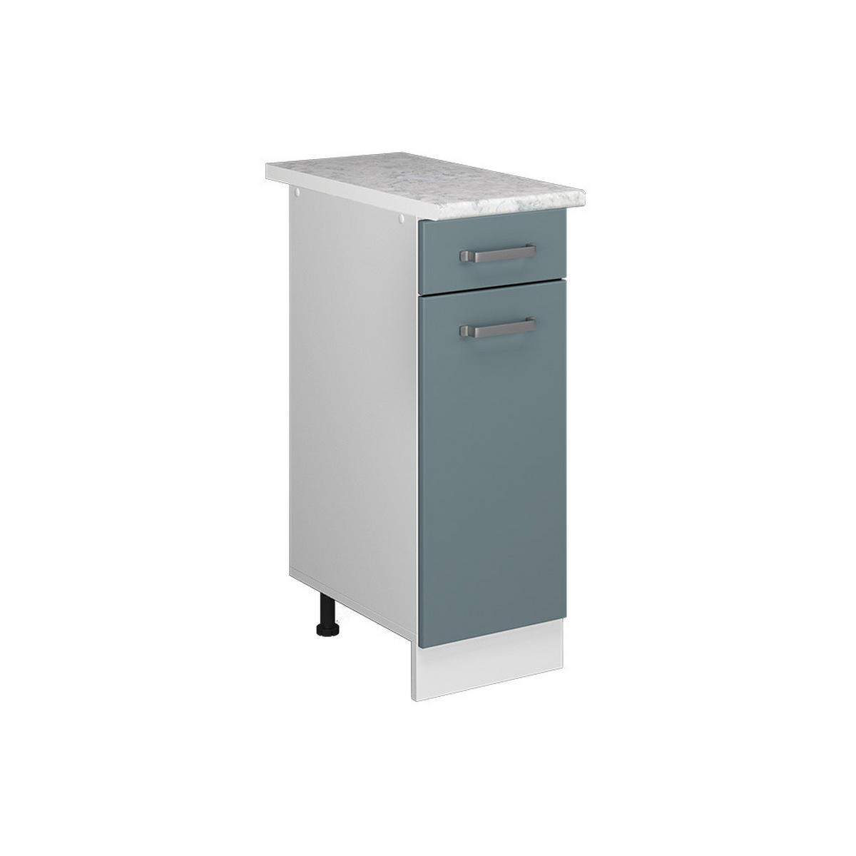 UNTERSCHRANK R-Line Blau-Grau 30 cm mit Schublade, mit Arbeitsplatte - Blaugrau/Weiß, Holzwerkstoff (30/81.6/60cm) - Vicco
