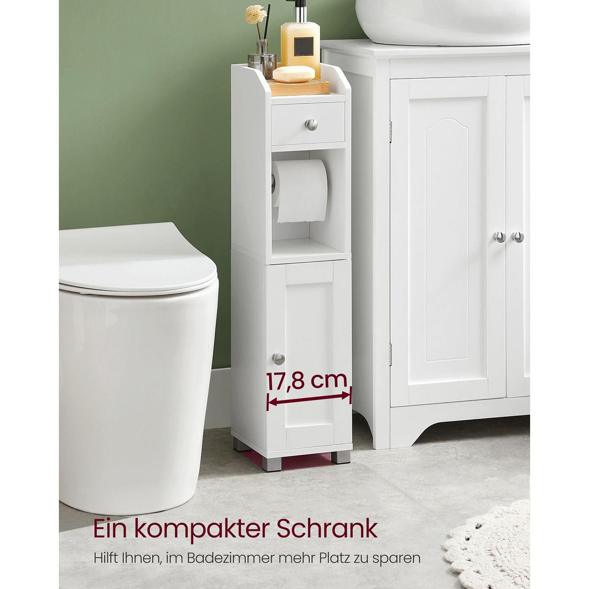 TOILETTENSCHRANK AMMAN - Weiß, Holzwerkstoff (18/76.7/20cm) - Hansiro