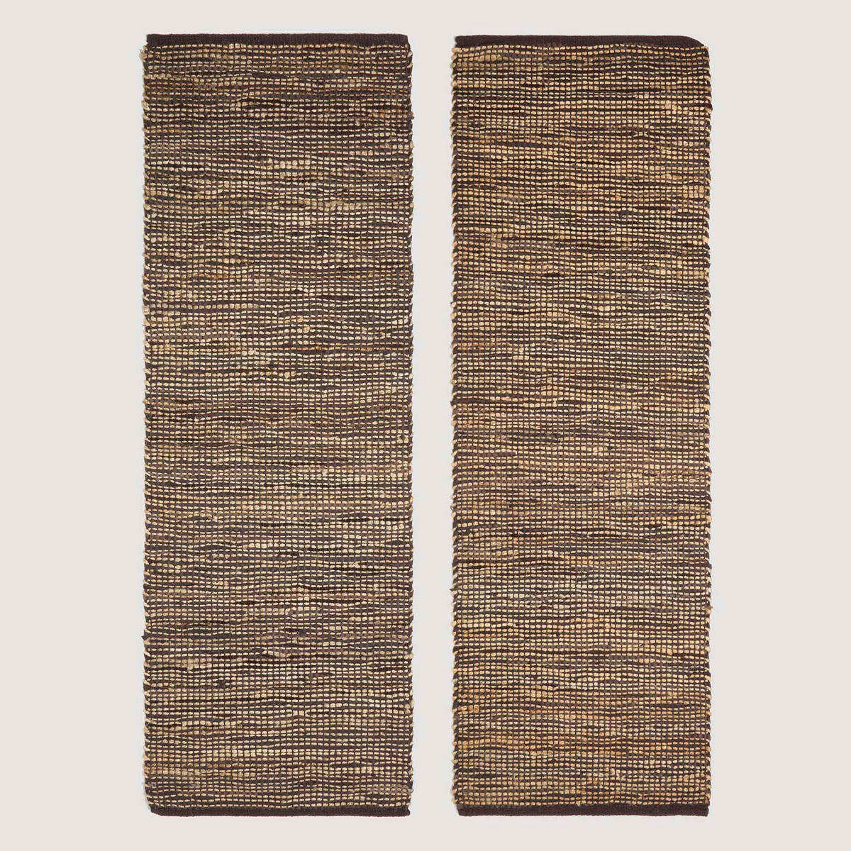 TEPPICHLÄUFER Madras, Leder & Hanf 66/200 cm - Braun, Leder (66/200cm) - Homescapes